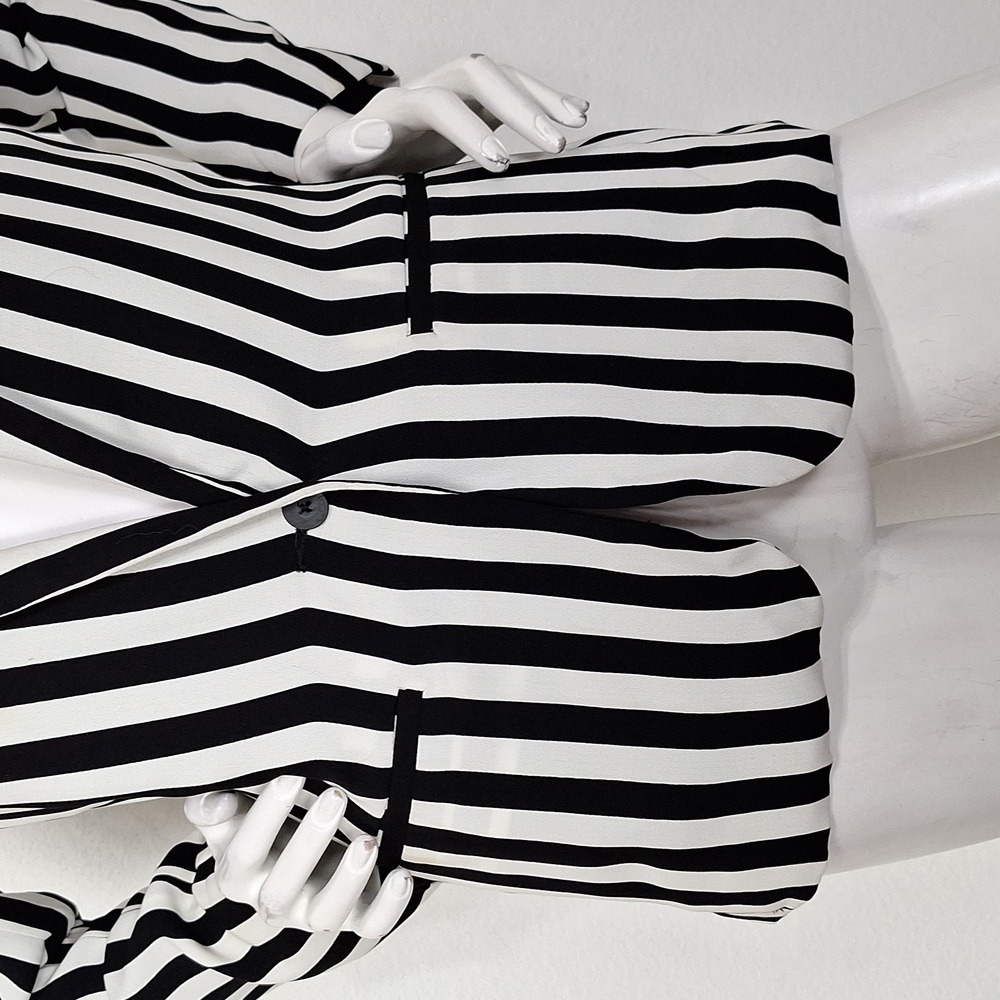 Silence + Noise NWOT Black White Striped One Button Retro Blazer Jacket Size M - Picture 4 of 13